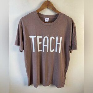 Aritzia TNA boxy brown cotton scoop neck short sleeve TEE shirt size small teach